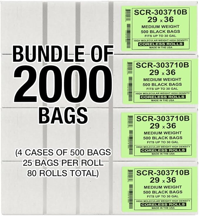 Aluf Plastics 20-30 Gallon 10 Micron Black Trash Bags - Image 6