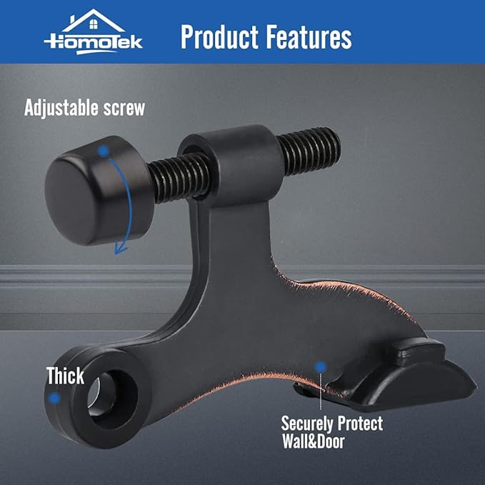 HOMOTEK 3 Pack Hinge Pin Oil Rubbed Bronze Door Stopper, Adjustable Deluxe - Image 2