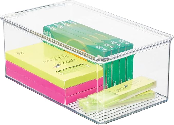 mDesign Plastic Stackable Home Office Storage Organizer Box by mDesign