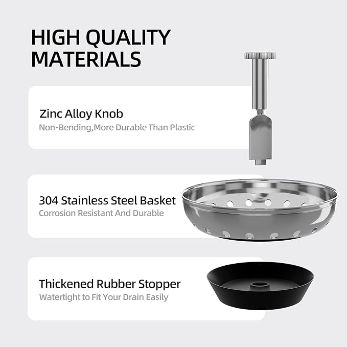 Kitchen Sink Strainer 2 Pack Drain Stopper Combo Basket Replacement - Image 3