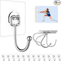 12 Pack Large Adhesive Hooks for 44 lb Hanging Heavy Duty, Self Adhesive Sticky by Strjobaili