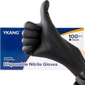 YKANG Black Disposable Nitrile Gloves, Latex Free Disposable Gloves 100 PCS by YKANG