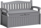 Flamaker 80 Gallon Storage Bench with Cushions Outdoor Indoor, Durable All-Weather Seating with Hidden Storage, Lockable Deck Box for Garden, Patio, Poolside (Grey) by Flamaker