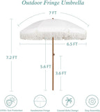 AMMSUN 7ft Patio Umbrella with Fringe Outdoor Tassel Umbrella UPF50+ Premium Steel Pole and Ribs Push Button Tilt, Cream White - Image 7