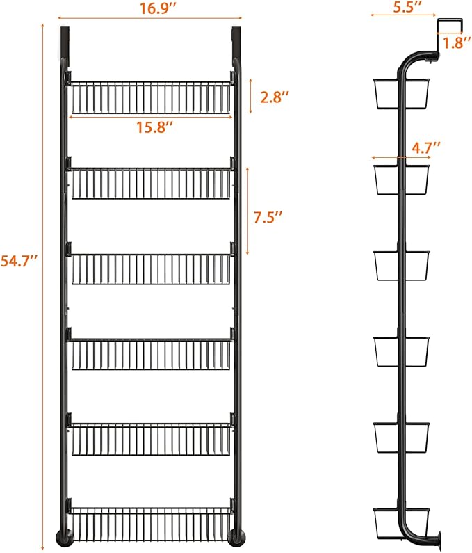 MIAOLI Over the Door Pantry Organizers and Storage, 6-Tier Spice Rack, Home & - Image 3