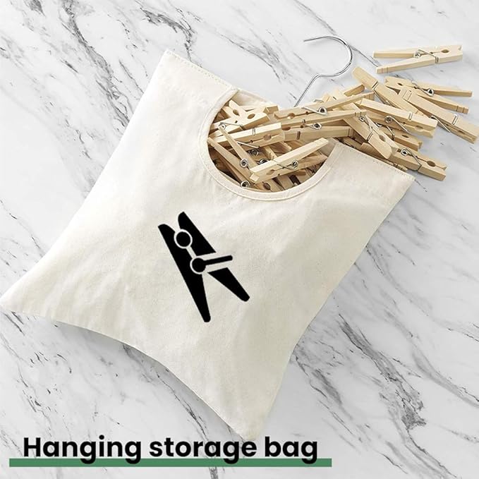 Laundry Clothespin Bag, 12 x 11 in Hang on Line Clothes Pin Hanging Bag Hanging - Image 5