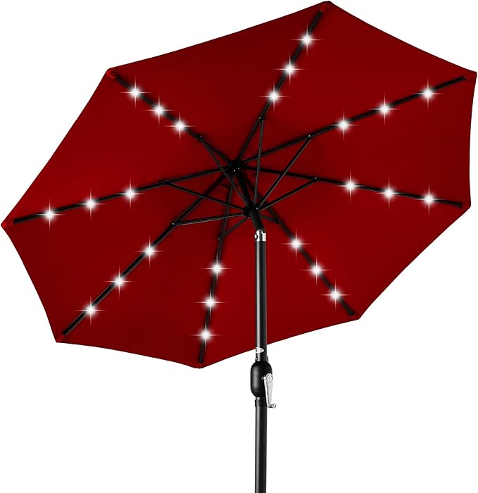 Best Choice Products 10ft Solar Polyester LED Lighted Patio Umbrella w/Tilt Adjustment and UV-Resistant Fabric by BestChoiceProducts