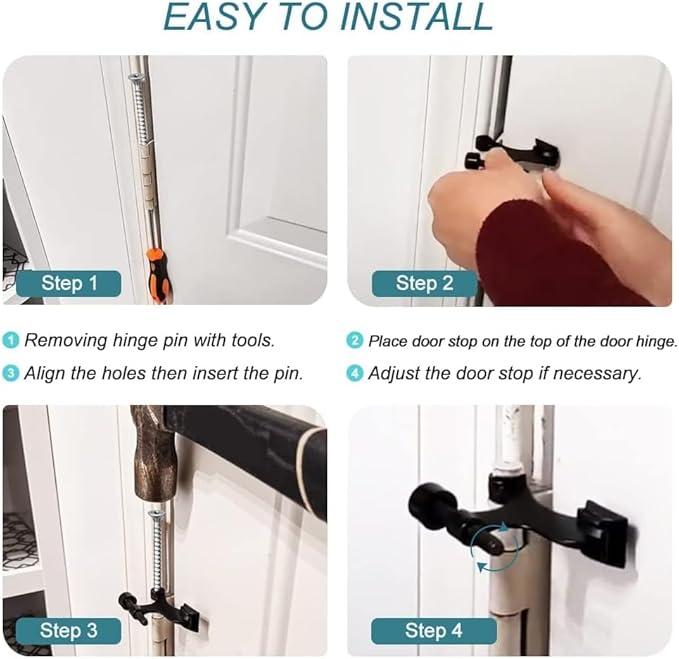 6 Pack Hinge Pin Oil Rubbed Bronze Door Stopper, Adjustable Heavy Duty Hinge - Image 7