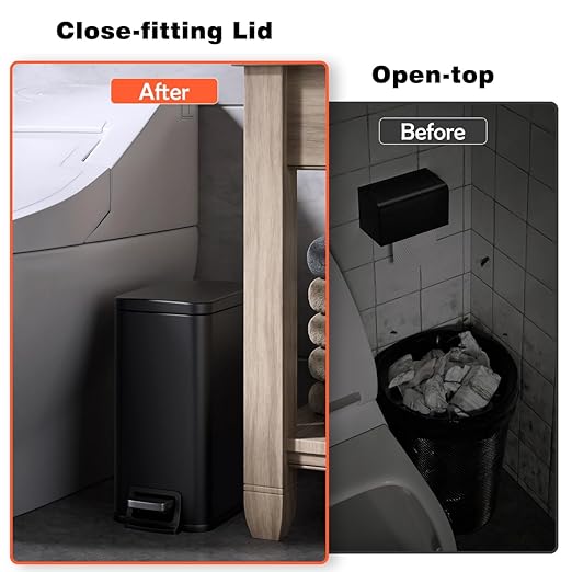 Slim Bathroom Trash Can with Lid Soft Close, 1.6 Gallon Stainless Steel Garbage - Image 5