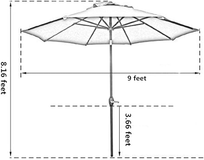 Sunnyglade 9' Patio Umbrella Outdoor Table Umbrella with 8 Sturdy Ribs (Tan) - Image 7