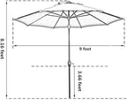 Sunnyglade 9' Patio Umbrella Outdoor Table Umbrella with 8 Sturdy Ribs (Red) - Image 7
