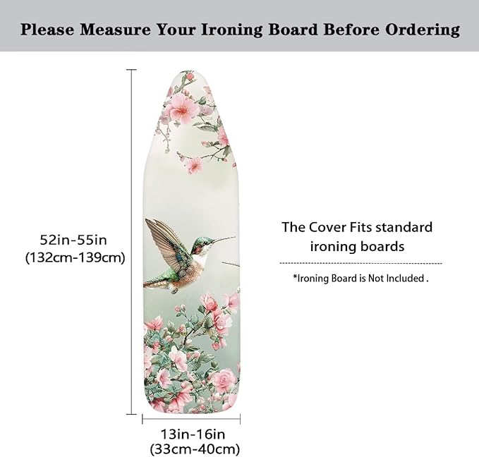 Floral Hummingbird Ironing Board Cover Elastic Edge Heavy Duty Iron Pad Covers - Image 5