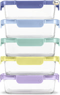Ello Color Lock 3.4 Cup 10PC, 5 Pack Glass Meal Prep Sets Leak-Proof Glass Food by Ello