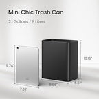 Cesun Small Bathroom Trash Can 2.1 Gallon Wastebasket, Modern Metal Garbage Can - Image 3