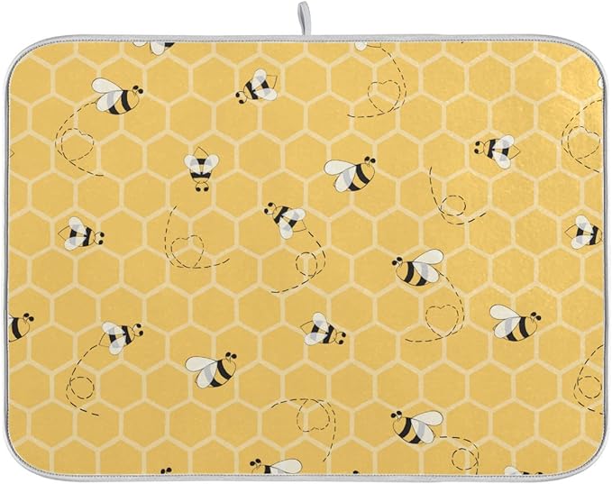Funny Bees Honey Dish Drying Mat 18x24 by Wamika