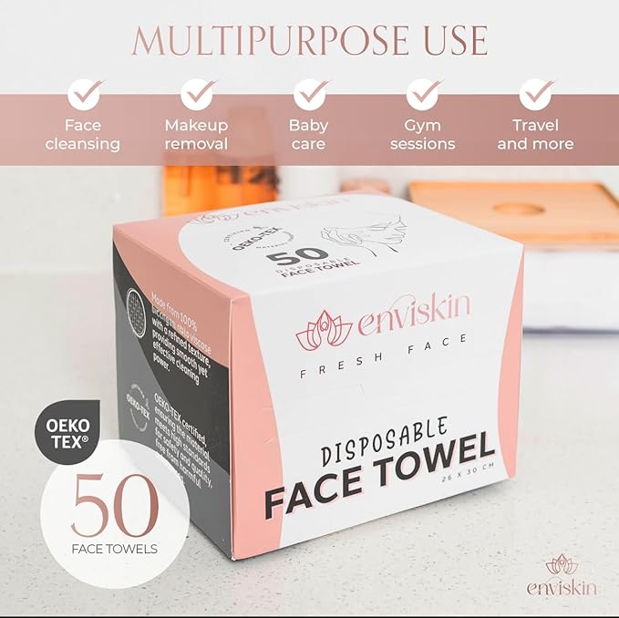 50 Disposable Face Towels Plant-Based Makeup Remover Wipes - Image 2