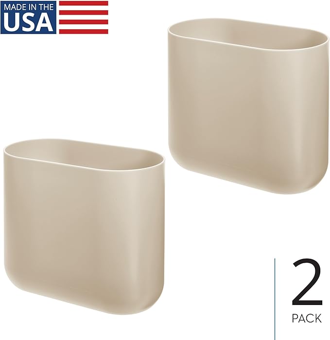 iDesign Small Slim Plastic Bathroom Trash Can, Garbage Can - Image 2
