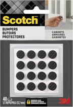 Scotch Black Adhesive Bumper Pads 40 PCS, Self-Stick Rubber Pads 3/8" Round by ScotchBrand