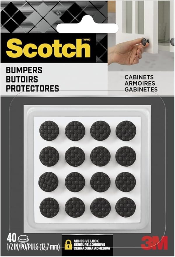 Scotch Black Adhesive Bumper Pads 40 PCS, Self-Stick Rubber Pads 3/8" Round by ScotchBrand