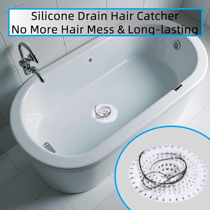 White Drain Hair Catcher Shower Drain Cover Hair Catcher Bathtub Drain Hair - Image 4