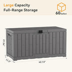 NEWBULIG 60 Gallon Deck Box, Waterproof Outdoor Storage Box with Lockable Lid, Patio Furniture Bench & Side Table, Outside Storage Container, Tool-Free Assembly, for Garden, Pool, Grey - Image 2