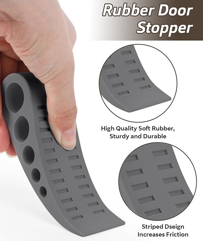 4 Pack Door Stops for Bottom of Door, Rubber Door Stopper Wedge - Image 4