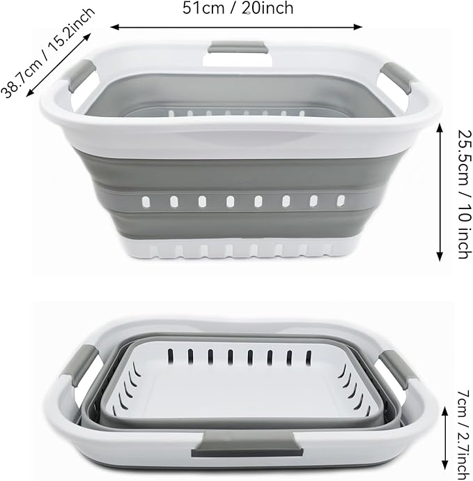 SAMMART 30L Collapsible 3 Handled Plastic Laundry Basket - Image 2