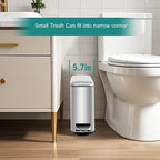 Small Bathroom Trash Can with Lid, 1.3 Gallon Stainless Steel Trash Can with - Image 2