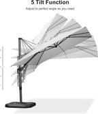 PURPLE LEAF 9' X 12' Right-left Tilt Patio Umbrella with Base Outdoor Cantilever Swivel Rectangle Umbrella Aluminum Offset Umbrella with 360-degree Rotation for Garden Deck Pool Patio White - Image 8