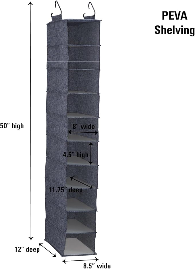 Household Essentials Hanging Narrow Cotton Blend and Plastic Closet Organizer - Image 3
