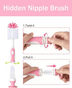 Baby Bottle Brush Set 4 in 1, Baby Bottle Cleaner, - Image 3