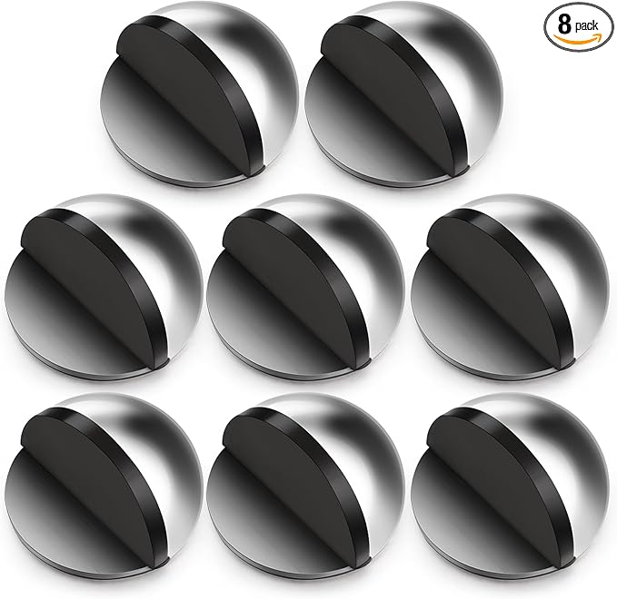 8 Pcs Self Adhesive Door Stoppers, Stainless Steel Floor Door Stop Wall by Unknown