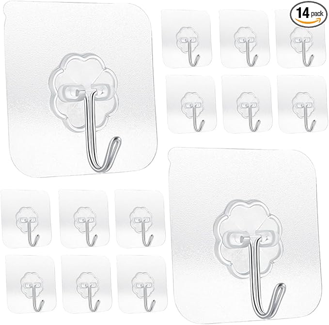 Heavy Duty Adhesive Hooks 33 lb 15KG, Waterproof and Oilproof Reusable Seamless by SZYIKUER