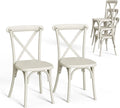 VINGLI Plastic Outdoor Dining Chairs Set of 2, Stackable Patio Cream White Dining Chairs with X Back, Waterproof Kitchen & Dining Room Chairs for Indoor-Outdoor, Capacity 400 lbs by VINGLI