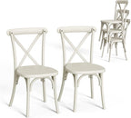 VINGLI Plastic Outdoor Dining Chairs Set of 2, Stackable Patio Cream White Dining Chairs with X Back, Waterproof Kitchen & Dining Room Chairs for Indoor-Outdoor, Capacity 400 lbs by VINGLI