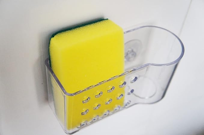 AMUONTY Sponge Holder for Kitchen Sink Suction, Plastic Sink Brush Sponge Caddy - Image 4