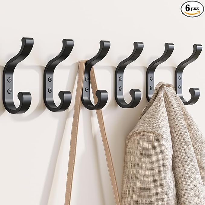Wall-Mount Coat Hooks, Heavy Duty 30LB Hooks by BUSSDIS