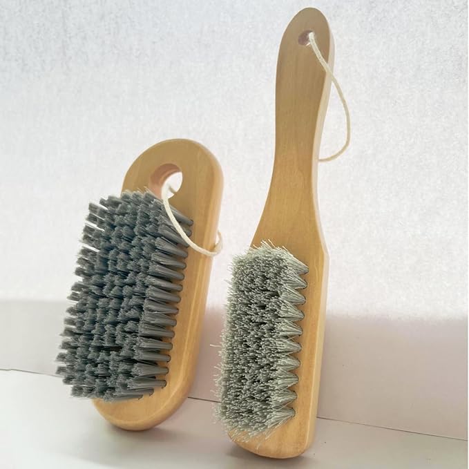 2PCS Wood Laundry Brush, Long Handle Clothing Stain Remover Scrubber, Soft by Unknown