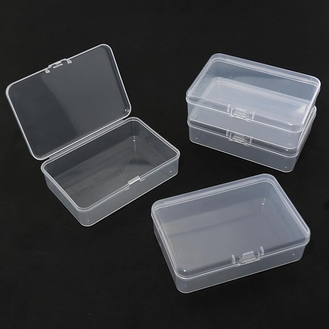 4 Pack Clear Rectangular Mini Storage Boxes - Image 2