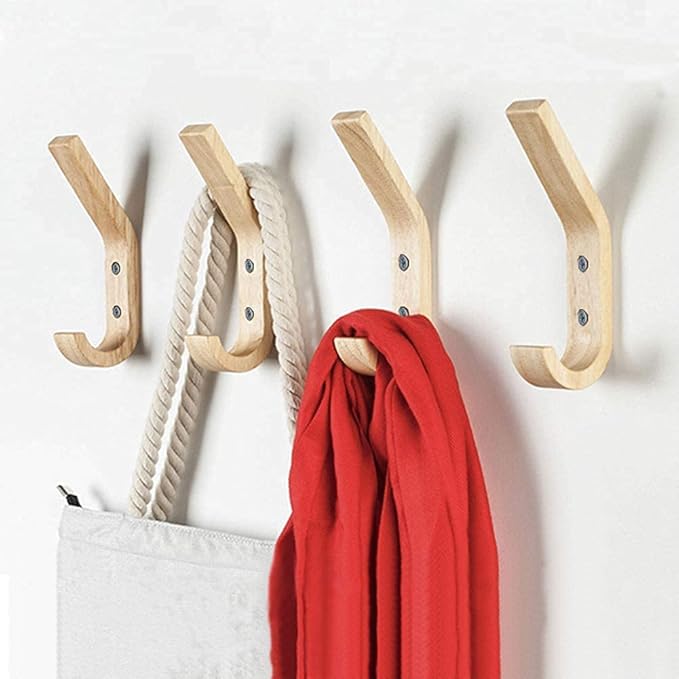 Wooden Coat Hooks Wall Hooks, Natural Oak Wood Hooks Decorative Vintage Wood - Image 4