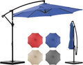 OLIXIS 9.7FT Offset Patio Umbrella with Base, Cantilever Table Umbrellas for Outdoor Sun Shade UV Protection with Easy Tilt Adjustment, 8 Ribs for Backyard, Lawn, Garden, Pool - Blue by OLIXIS
