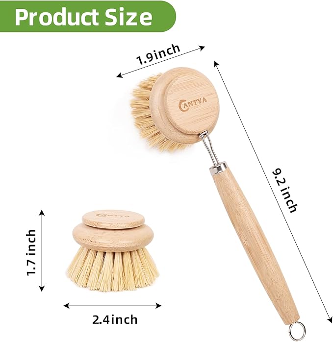 Bamboo Scrub Brush with Handle - Image 2