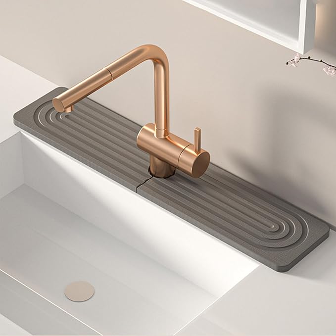 Stone Faucet Mat for Kitchen Sink, Diatomite Drying Stone Mat & Sink Protectors by Henmifyer