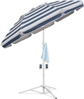 AMMSUN Shade Umbrella, Premium Portable Umbrella with Stand, 6.5ft Lightweight Free Standing Canopy for Sporting Games, Adjustable Instant Sun Protection and Easy to Carry, Stripe Blue by AMMSUN
