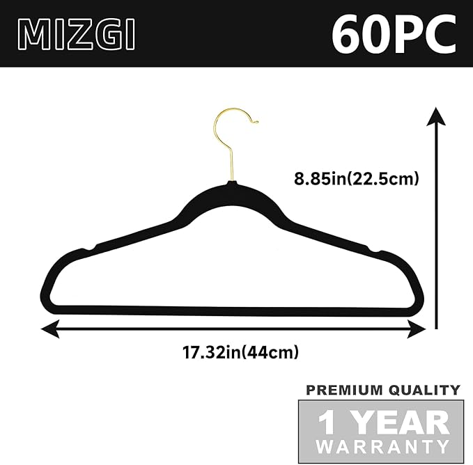MIZGI Premium Velvet Hangers Pack 60 Pcs Heavyduty - Image 6
