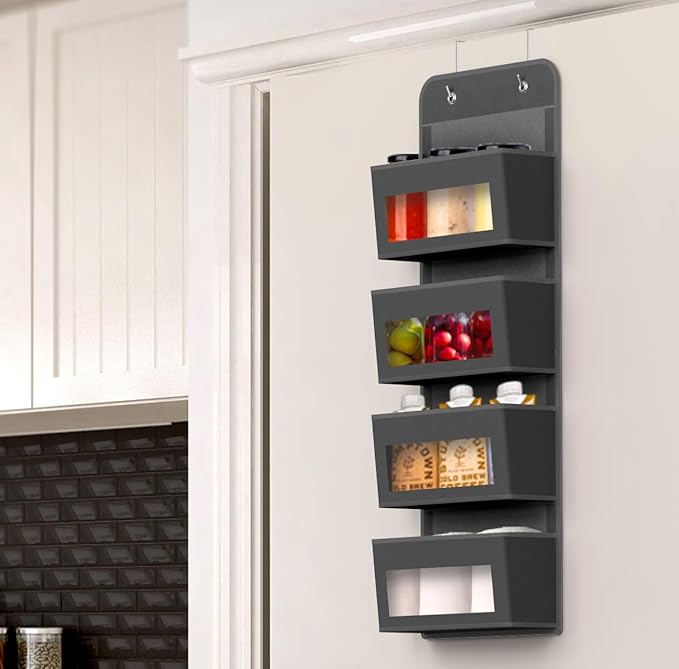 Simple Houseware 4 Clear Window Pocket Over Closet Door Storage Hanging - Image 5