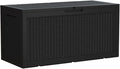Devoko 95 Gallon Deck Box Large Resin Outdoor Storage Box, Waterproof and UV Resistant Lockable for Outdoor and Patio, Large Storage Cabinet for Patio Furniture, Garden Tools and Pool Supplies, Black by DEVOKO