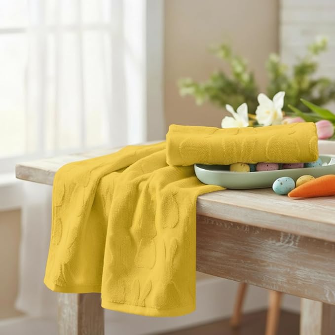 Artoid Mode 1 Pc Yellow 3D Rabbit Jacquard Easter Hand Towels - Image 4