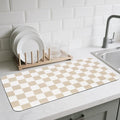 Checkered Dish Drying Mat for Kitchen Counter, Absorbent Non-Slip Coffee Mat by CooRug