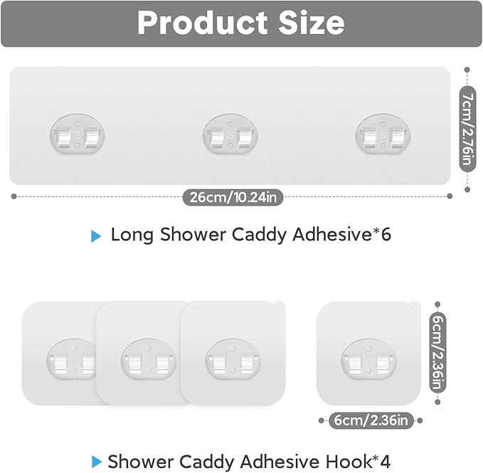 Lsnisni 10 Pack Shower Caddy Adhesive Replacement, Strong Adhesive Hooks - Image 2